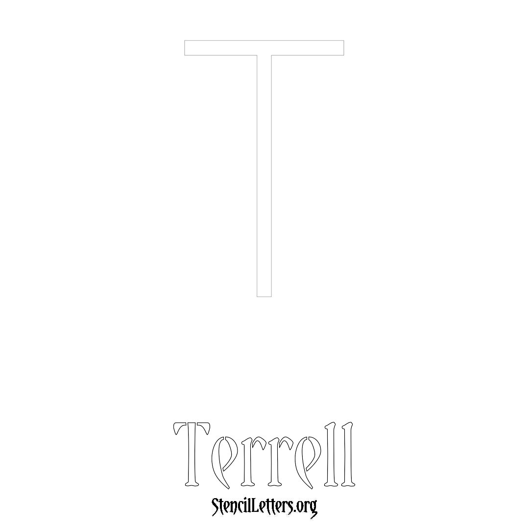 Terrell printable name initial stencil in Simple Elegant Lettering