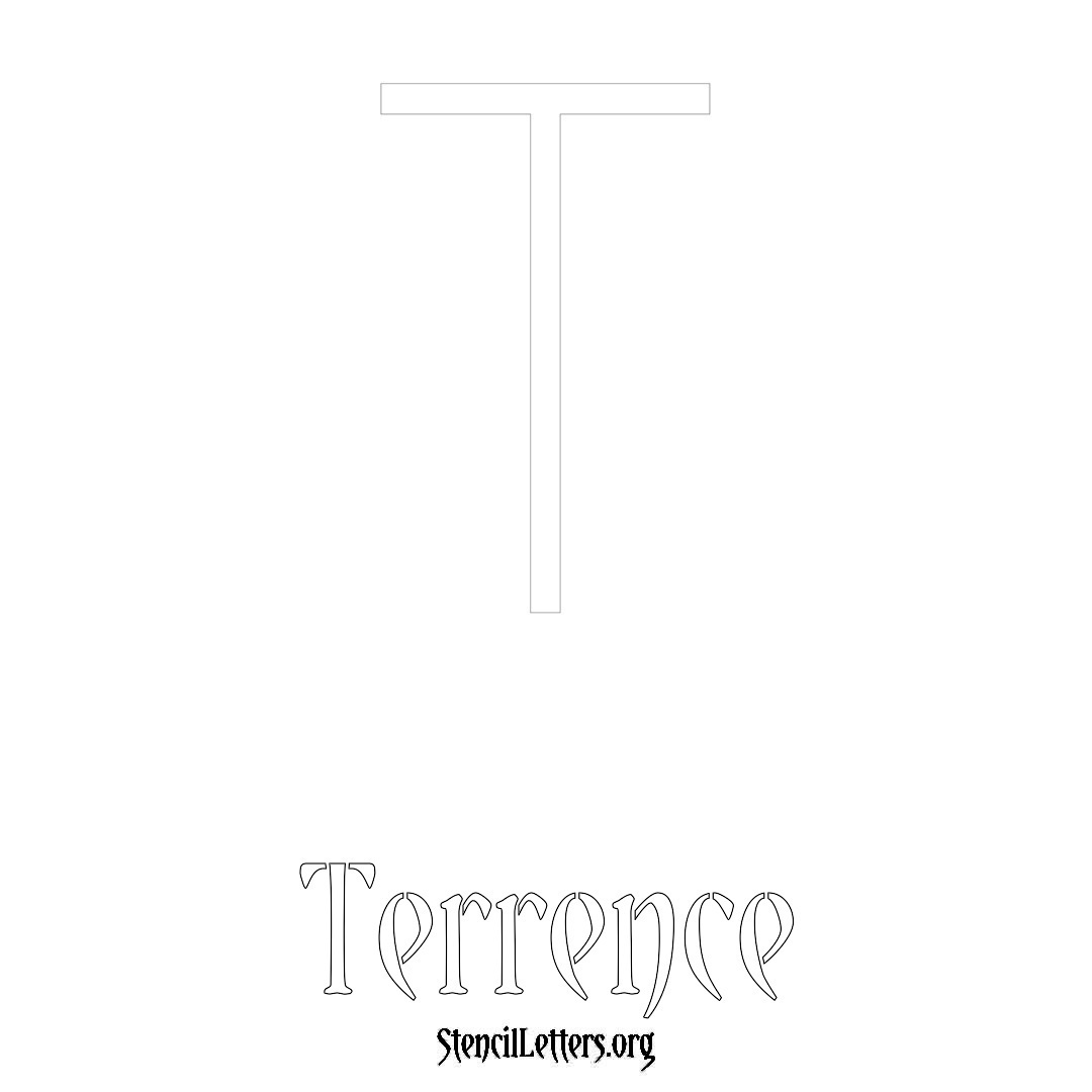 Terrence printable name initial stencil in Simple Elegant Lettering