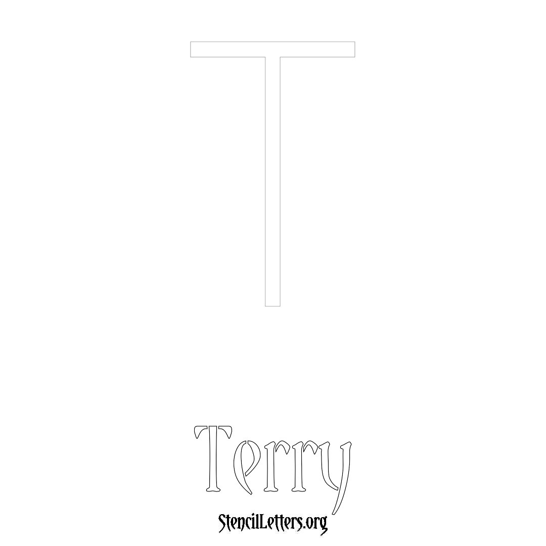 Terry printable name initial stencil in Simple Elegant Lettering