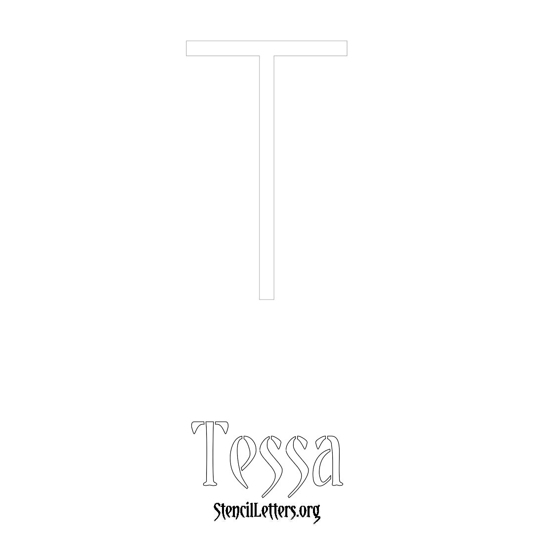 Tessa printable name initial stencil in Simple Elegant Lettering