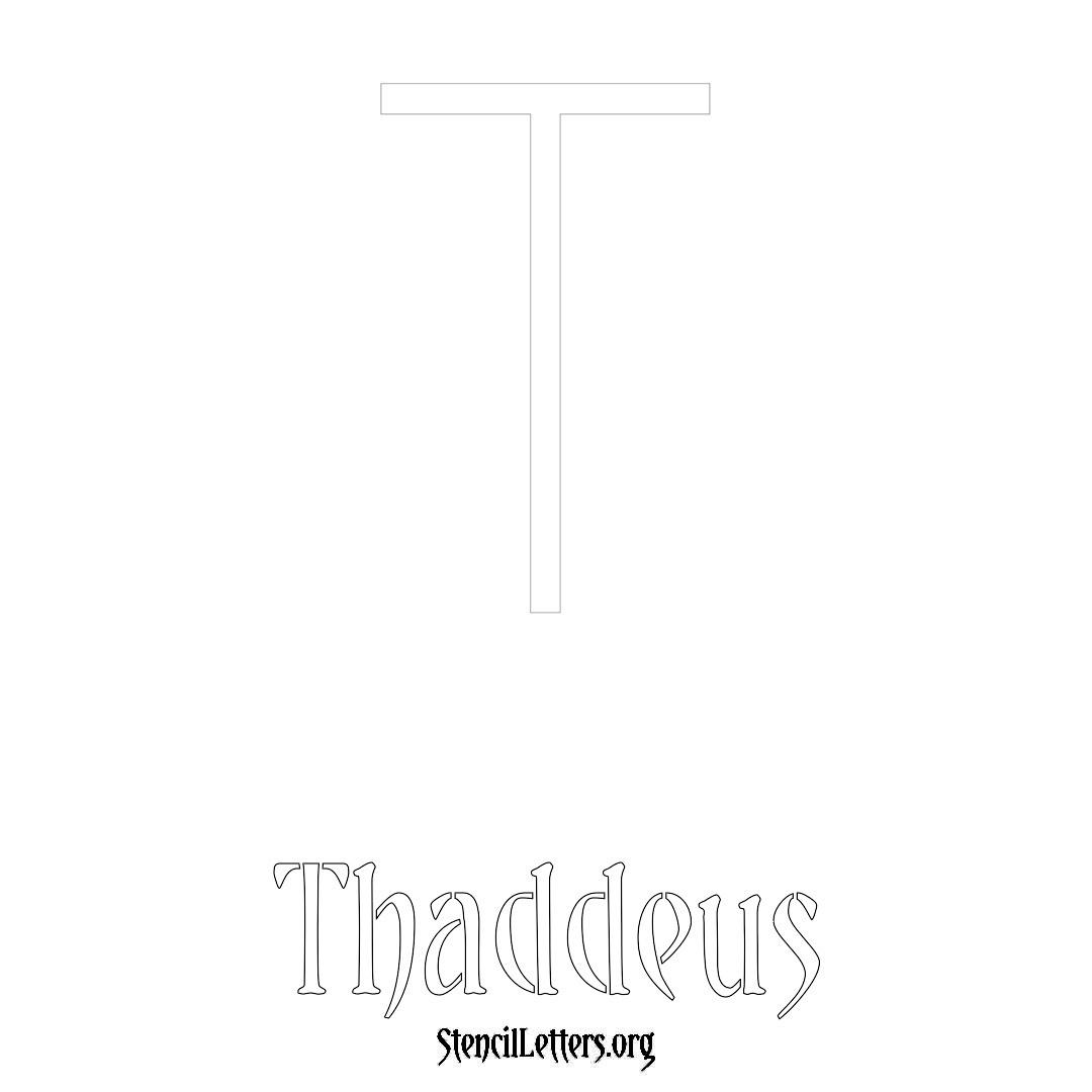 Thaddeus printable name initial stencil in Simple Elegant Lettering