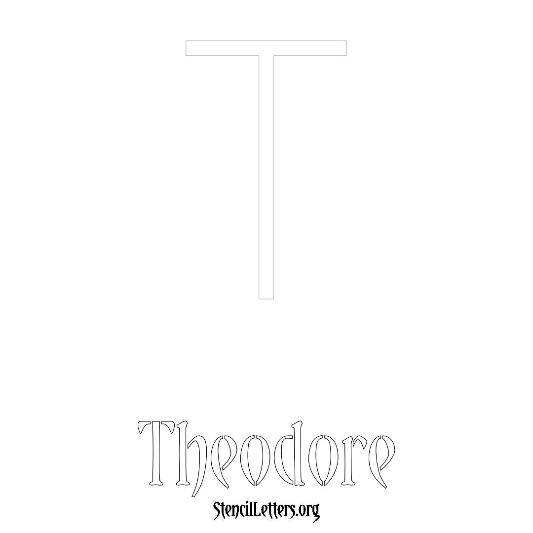 Theodore printable name initial stencil in Simple Elegant Lettering