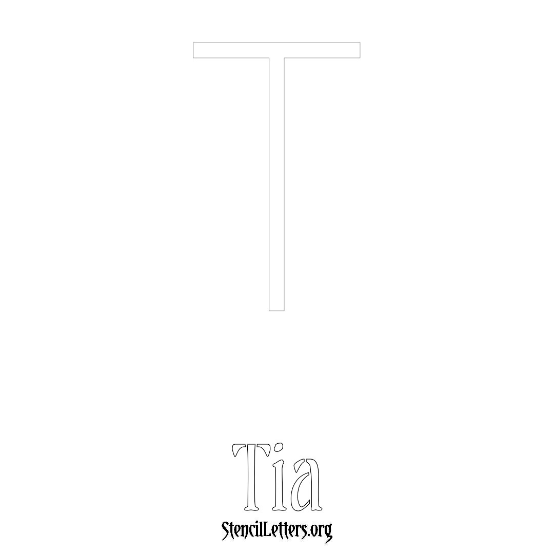 Tia printable name initial stencil in Simple Elegant Lettering