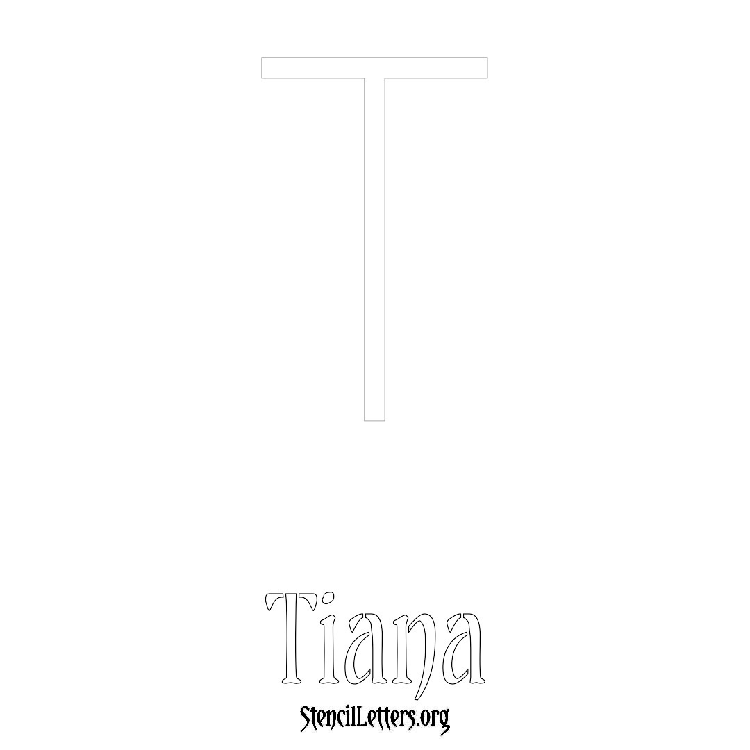 Tiana printable name initial stencil in Simple Elegant Lettering