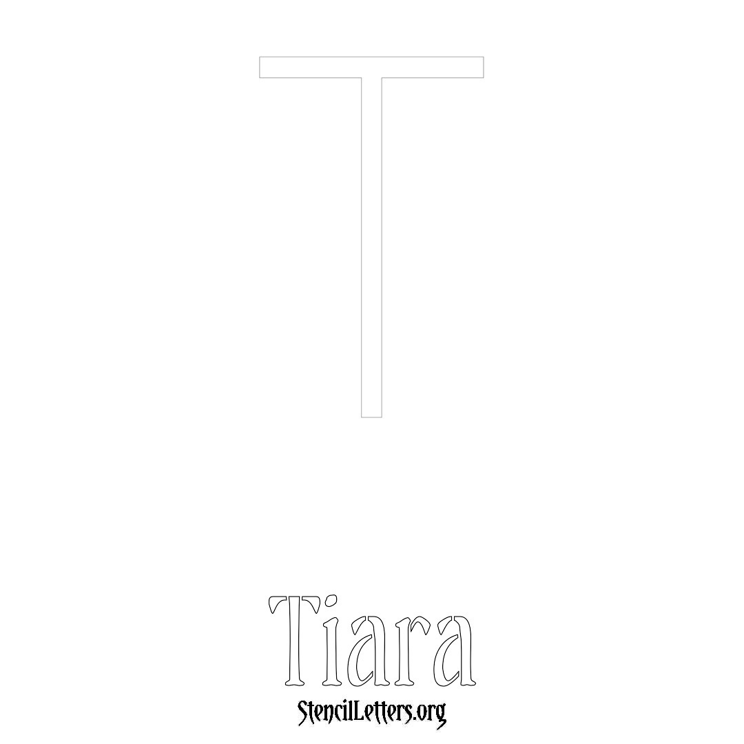 Tiara printable name initial stencil in Simple Elegant Lettering