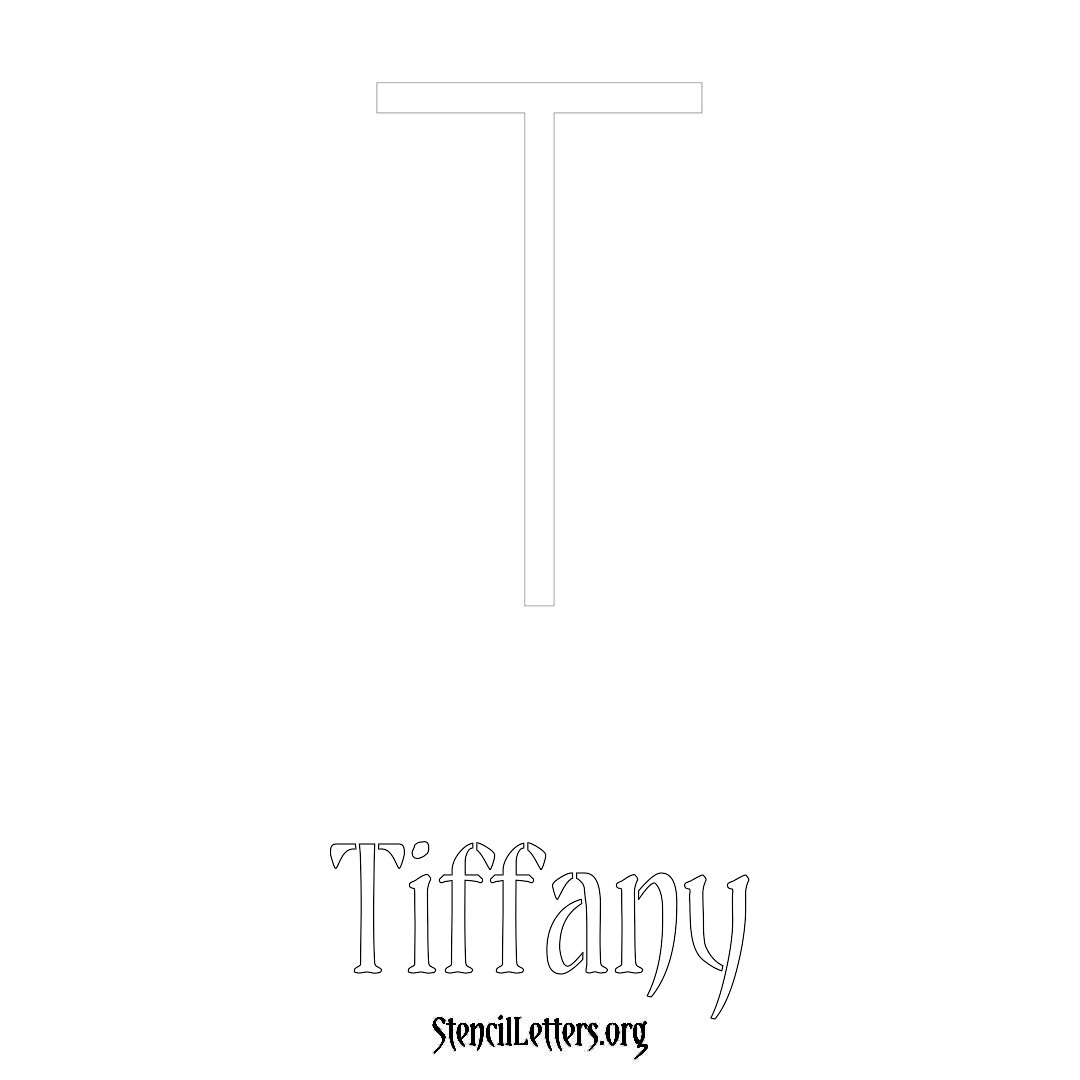 Tiffany printable name initial stencil in Simple Elegant Lettering