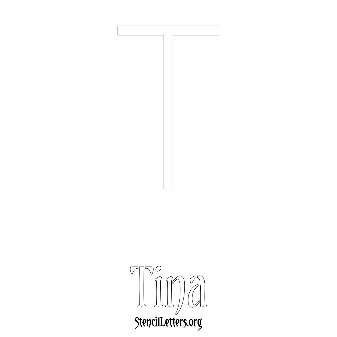 Tina printable name initial stencil in Simple Elegant Lettering
