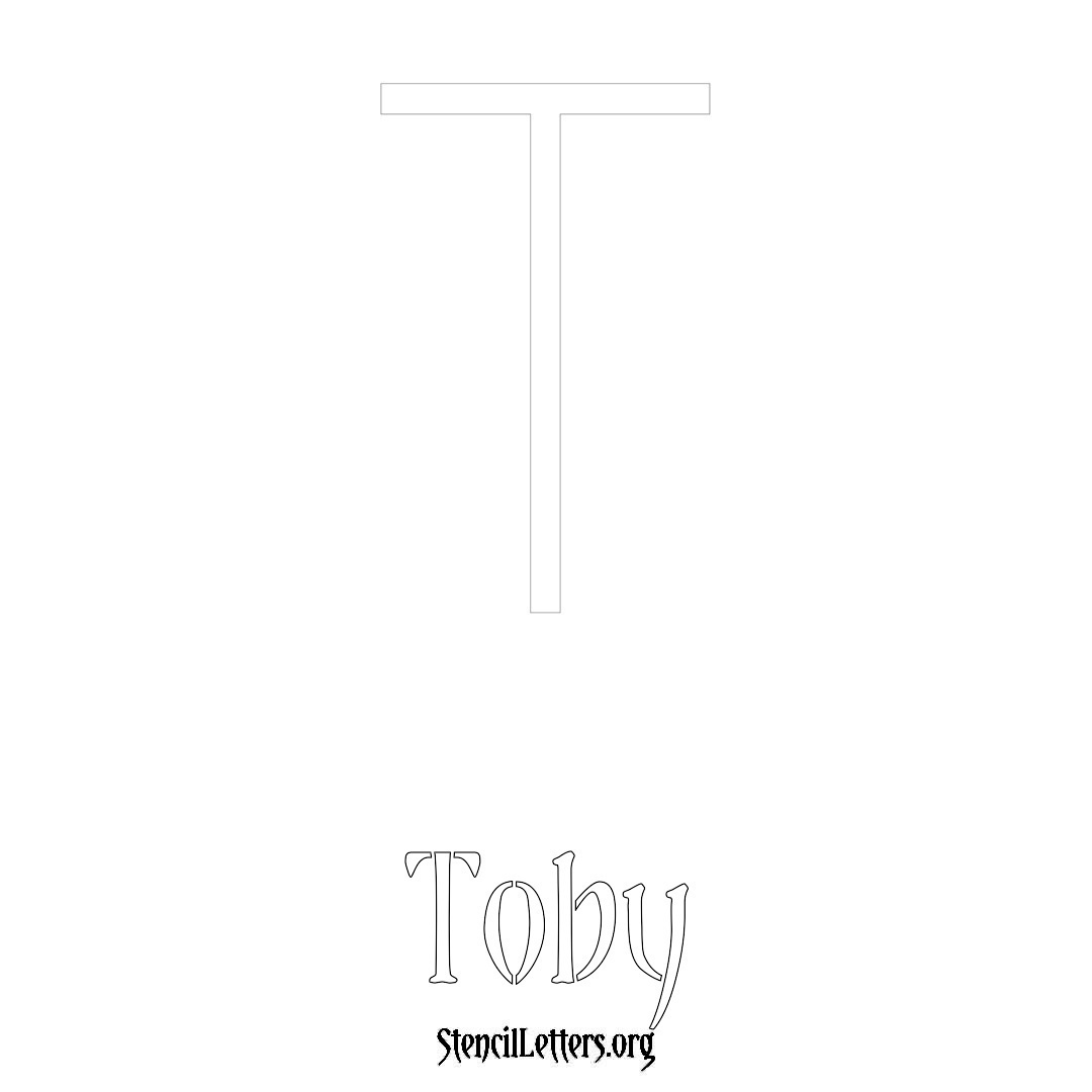 Toby printable name initial stencil in Simple Elegant Lettering