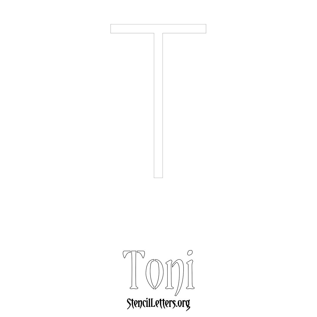 Toni printable name initial stencil in Simple Elegant Lettering