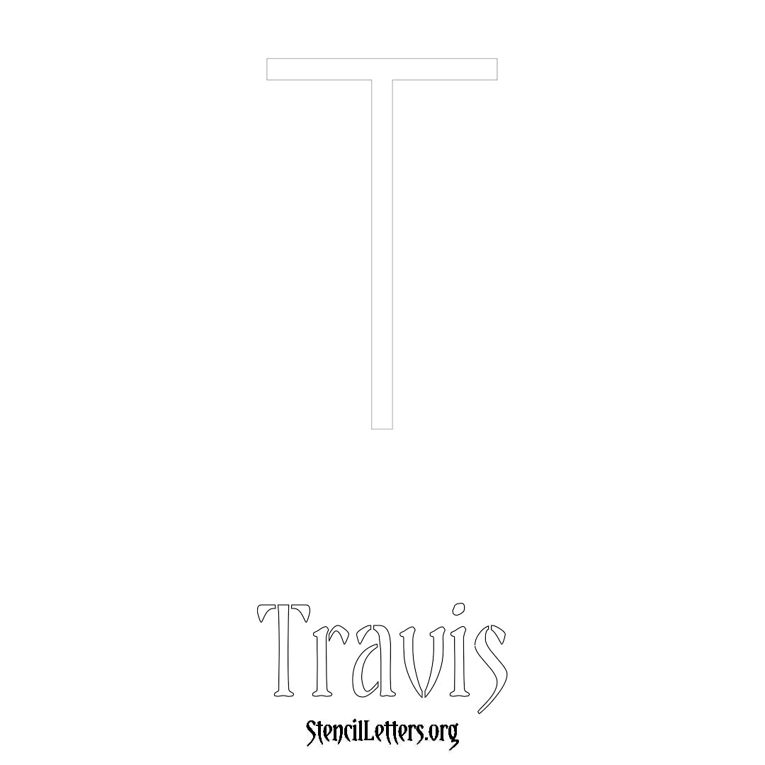 Travis printable name initial stencil in Simple Elegant Lettering