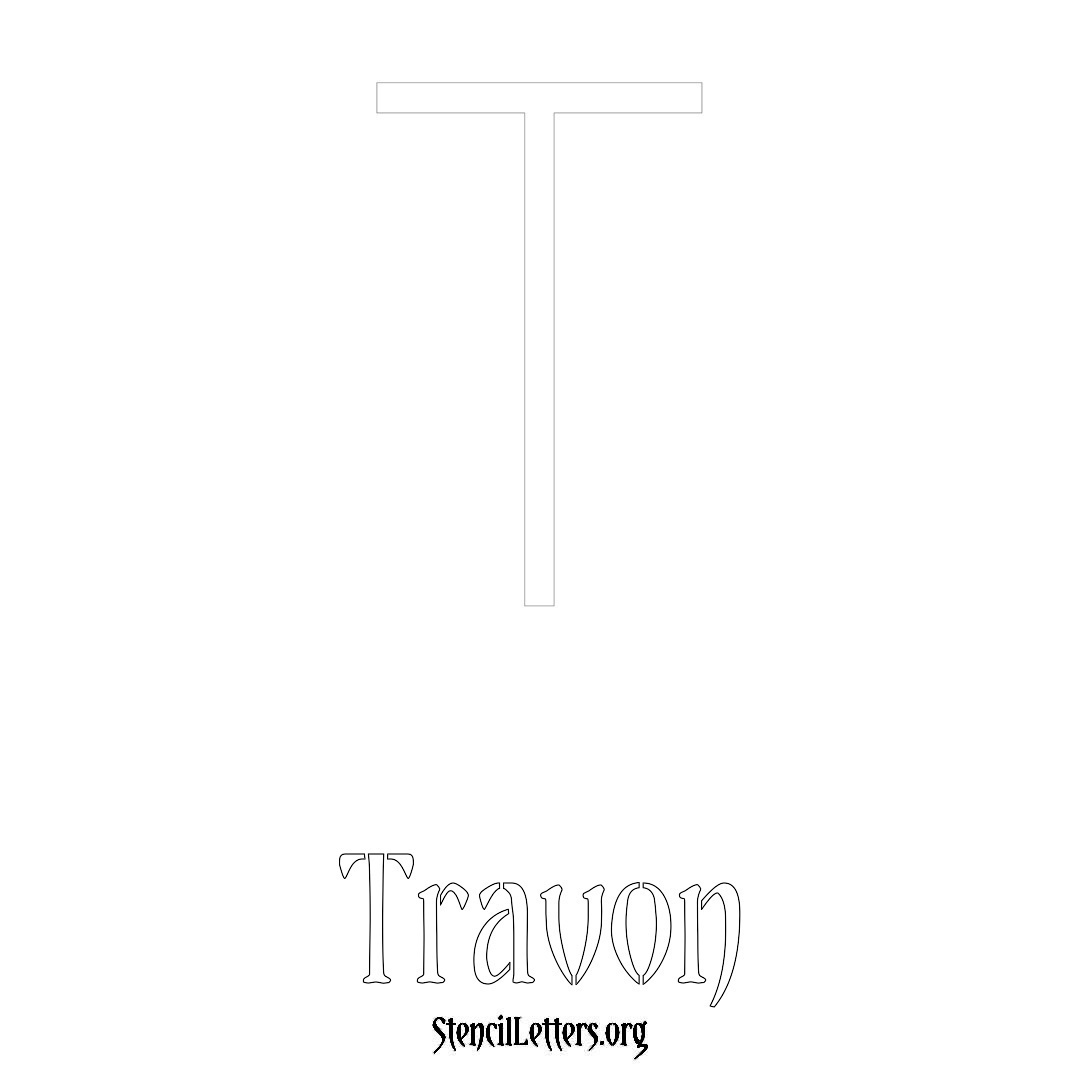 Travon printable name initial stencil in Simple Elegant Lettering