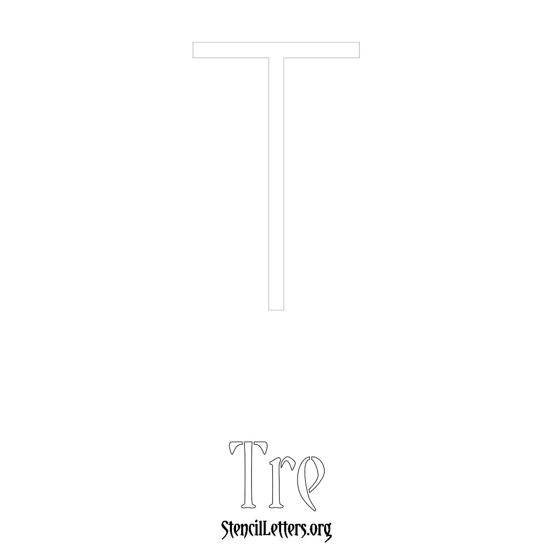 Tre printable name initial stencil in Simple Elegant Lettering