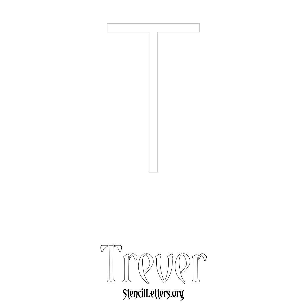 Trever printable name initial stencil in Simple Elegant Lettering