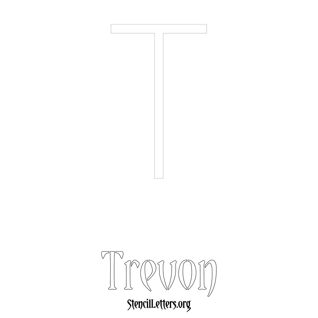 Trevon printable name initial stencil in Simple Elegant Lettering