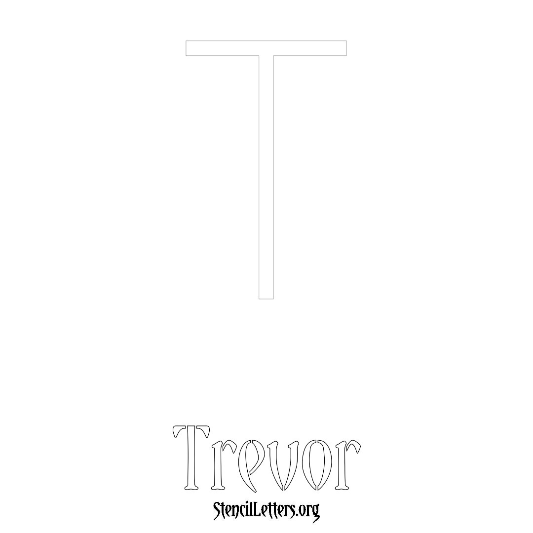 Trevor printable name initial stencil in Simple Elegant Lettering