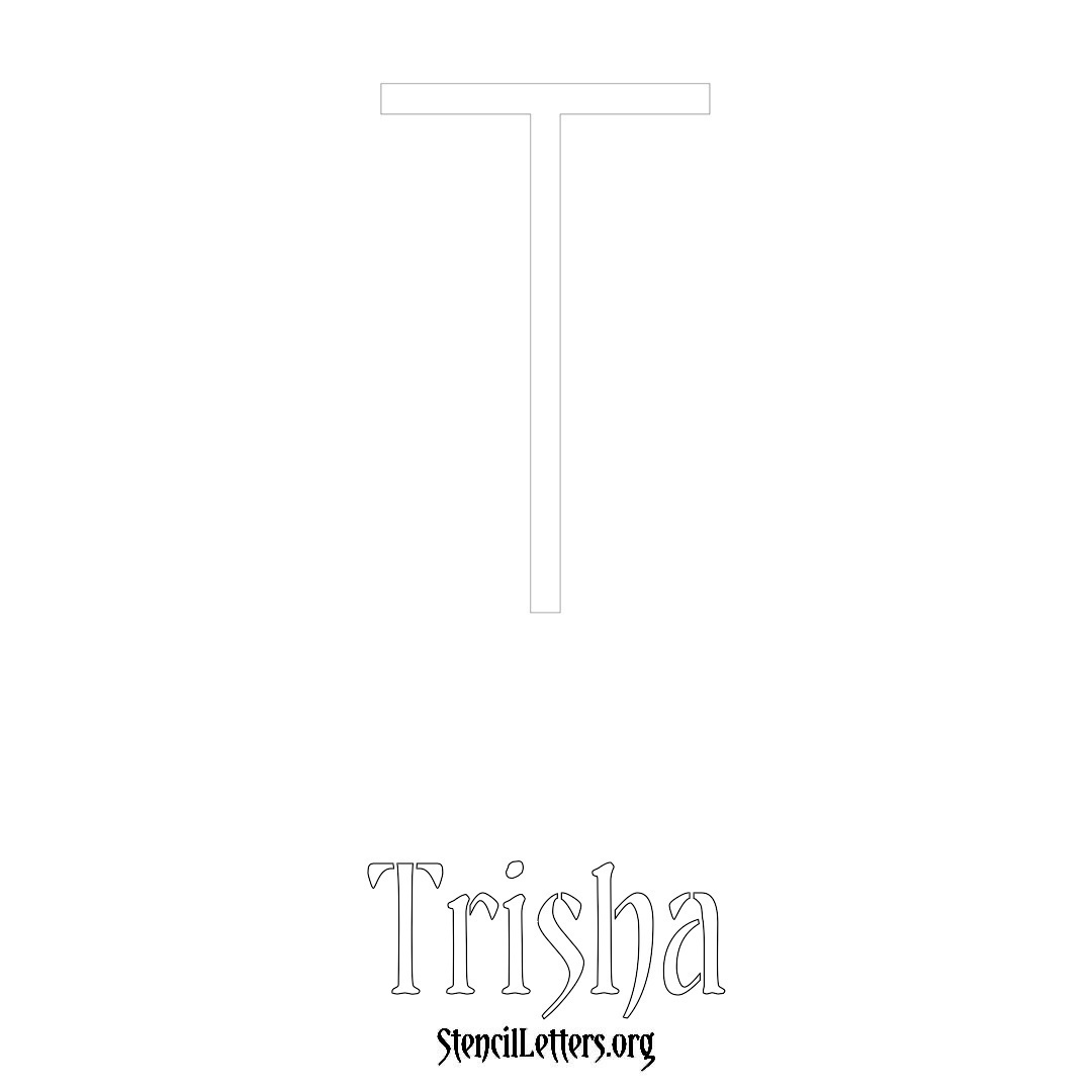 Trisha printable name initial stencil in Simple Elegant Lettering