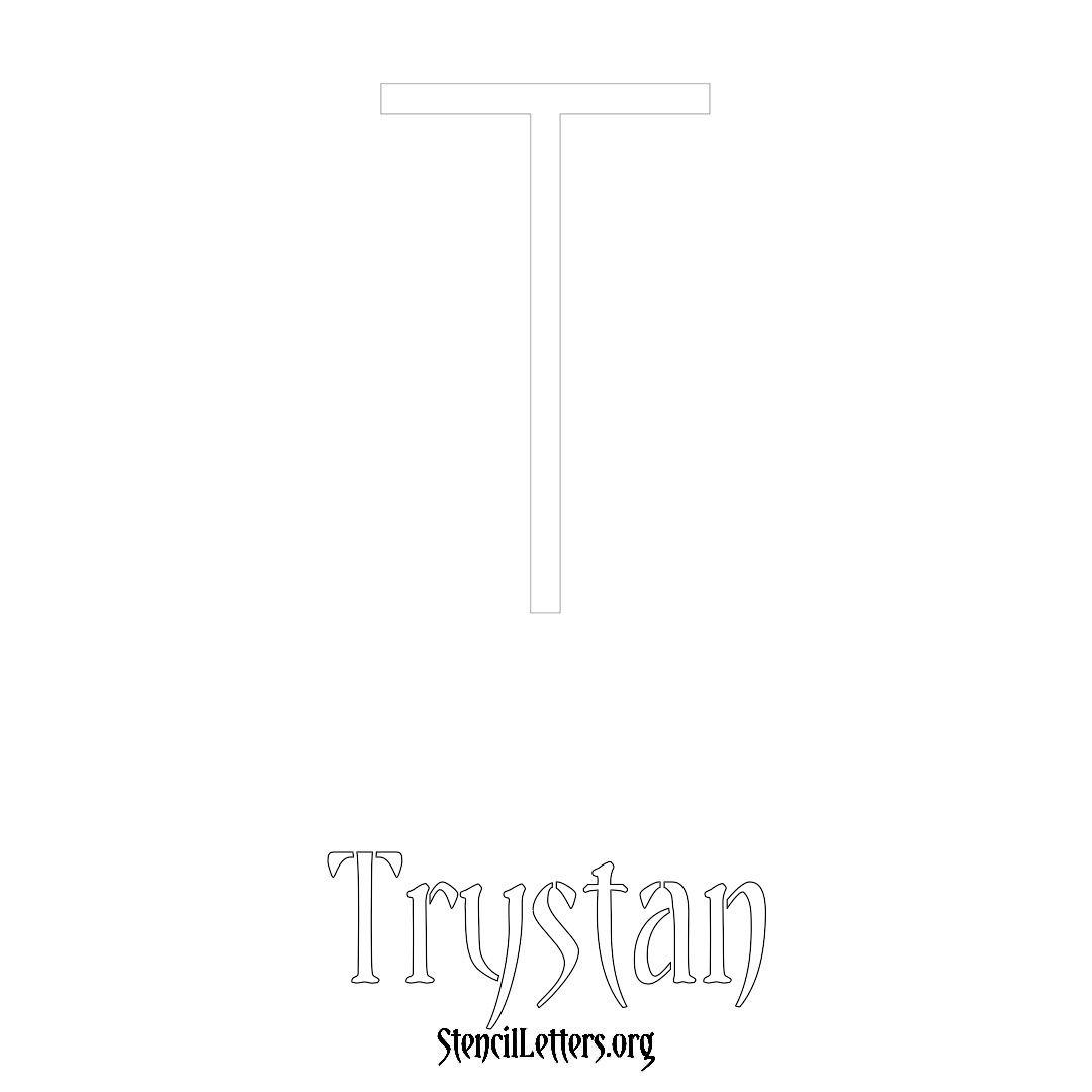 Trystan printable name initial stencil in Simple Elegant Lettering