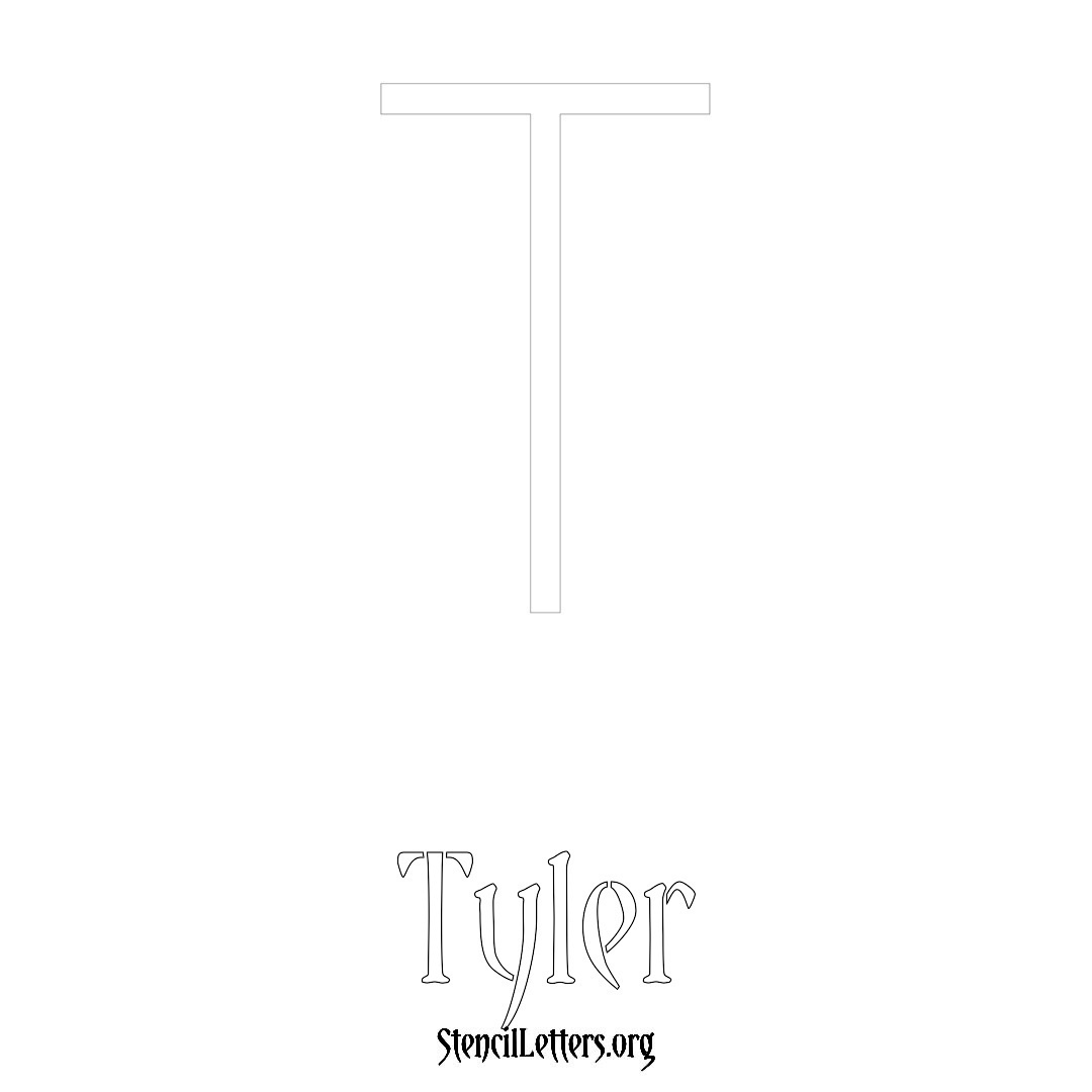 Tyler printable name initial stencil in Simple Elegant Lettering