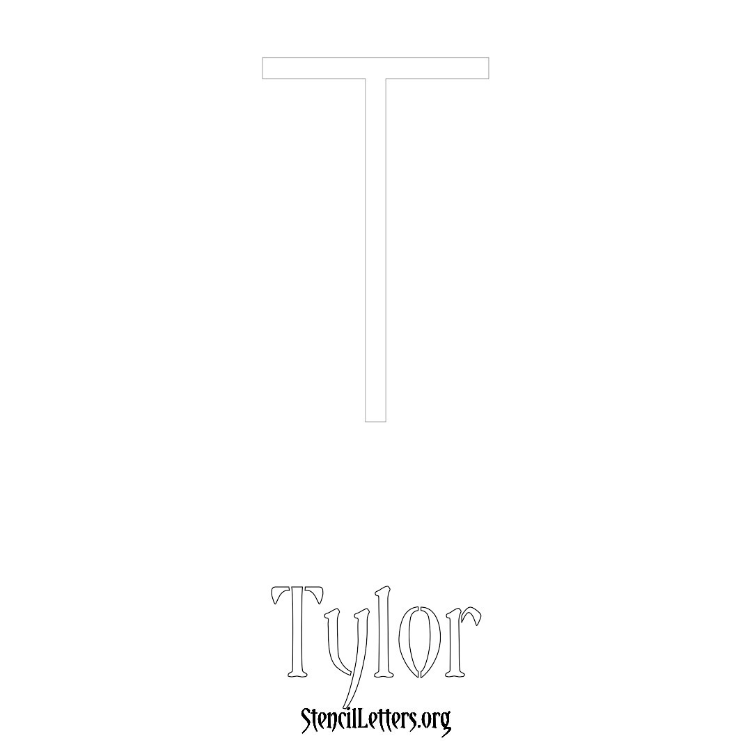 Tylor printable name initial stencil in Simple Elegant Lettering