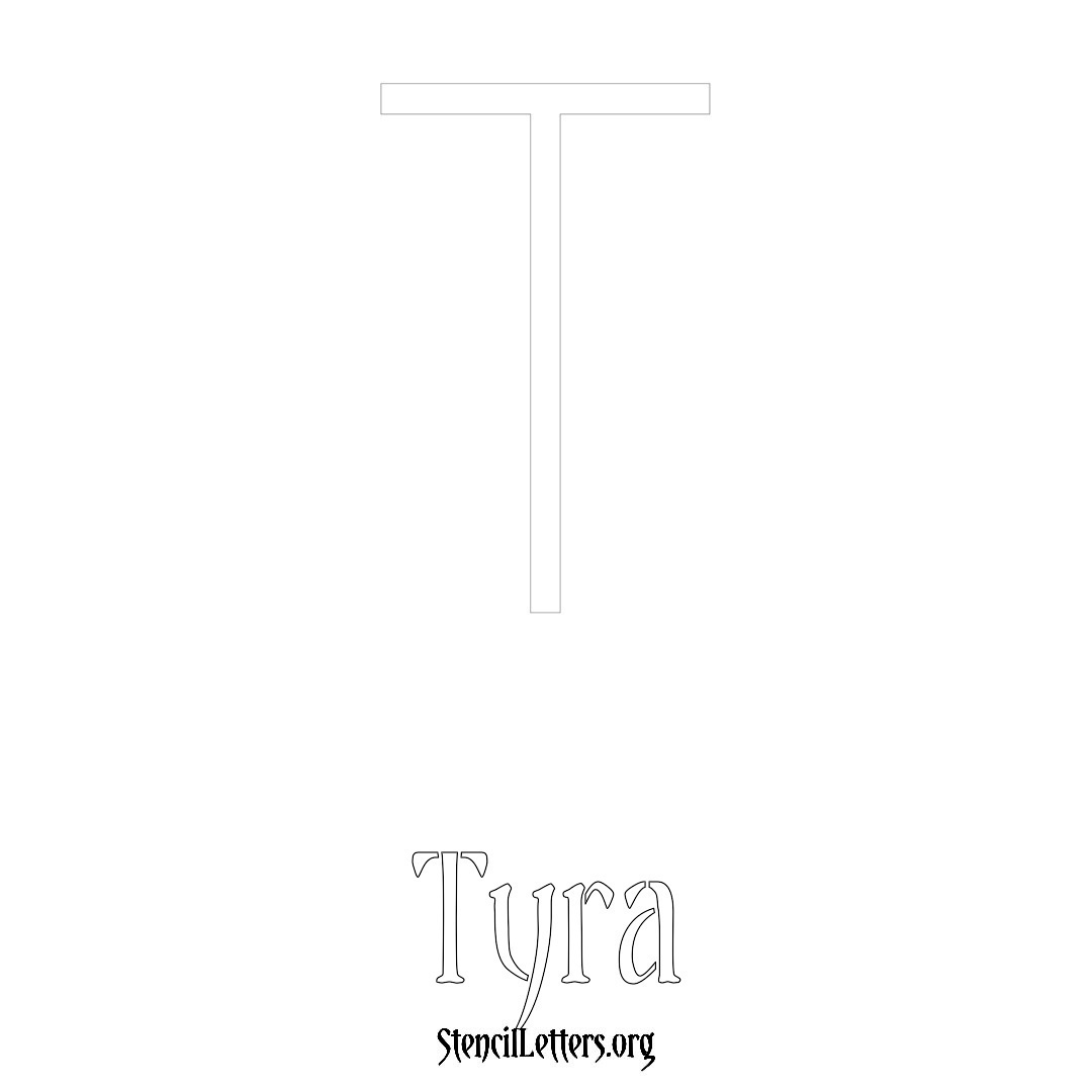 Tyra printable name initial stencil in Simple Elegant Lettering