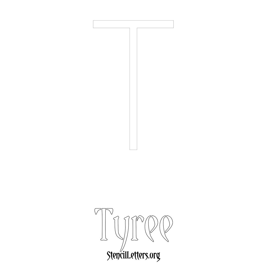 Tyree printable name initial stencil in Simple Elegant Lettering