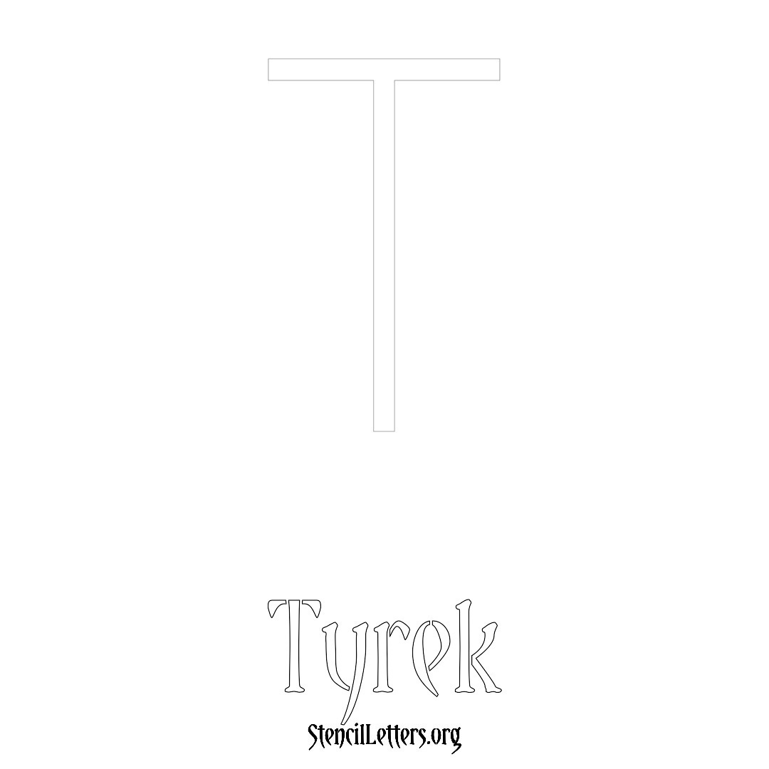 Tyrek printable name initial stencil in Simple Elegant Lettering