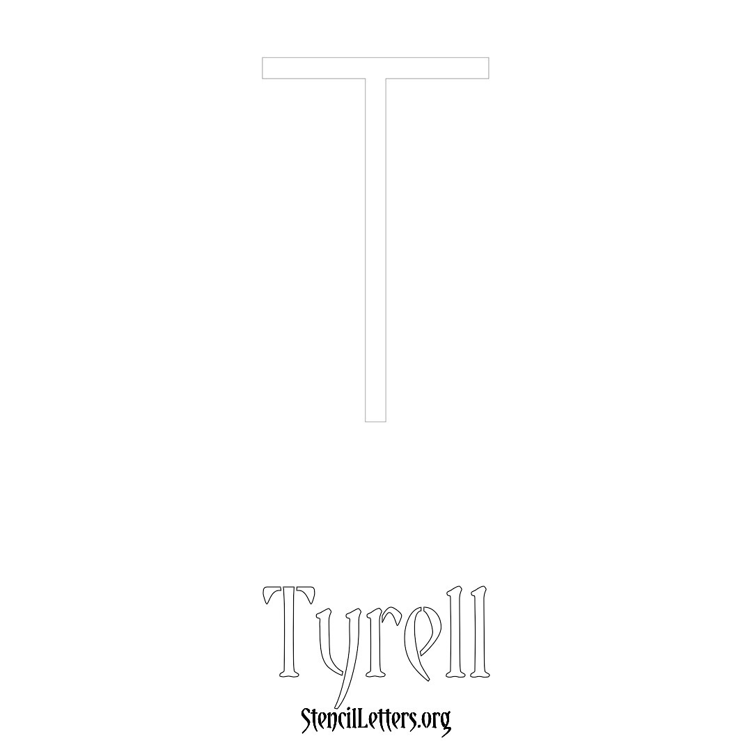 Tyrell printable name initial stencil in Simple Elegant Lettering