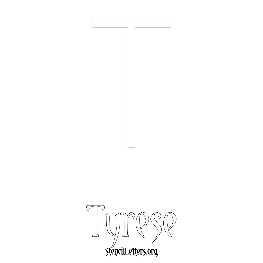 Tyrese printable name initial stencil in Simple Elegant Lettering