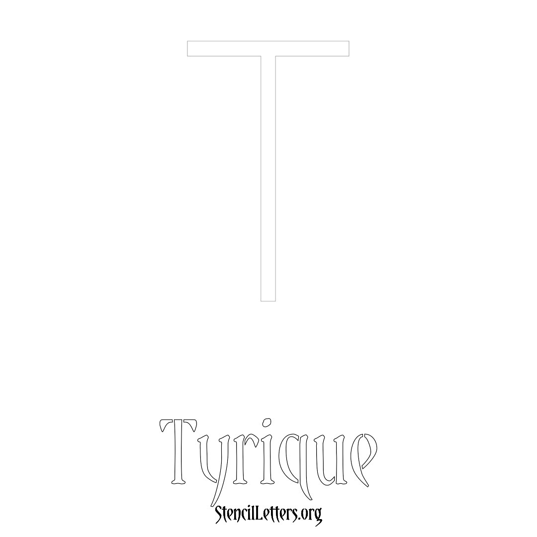 Tyrique printable name initial stencil in Simple Elegant Lettering