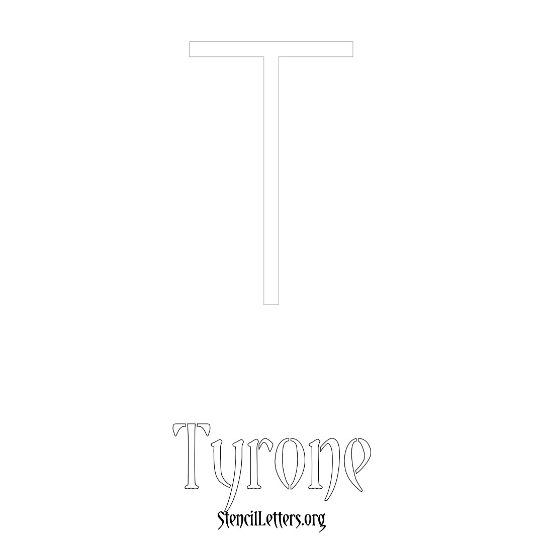 Tyrone printable name initial stencil in Simple Elegant Lettering