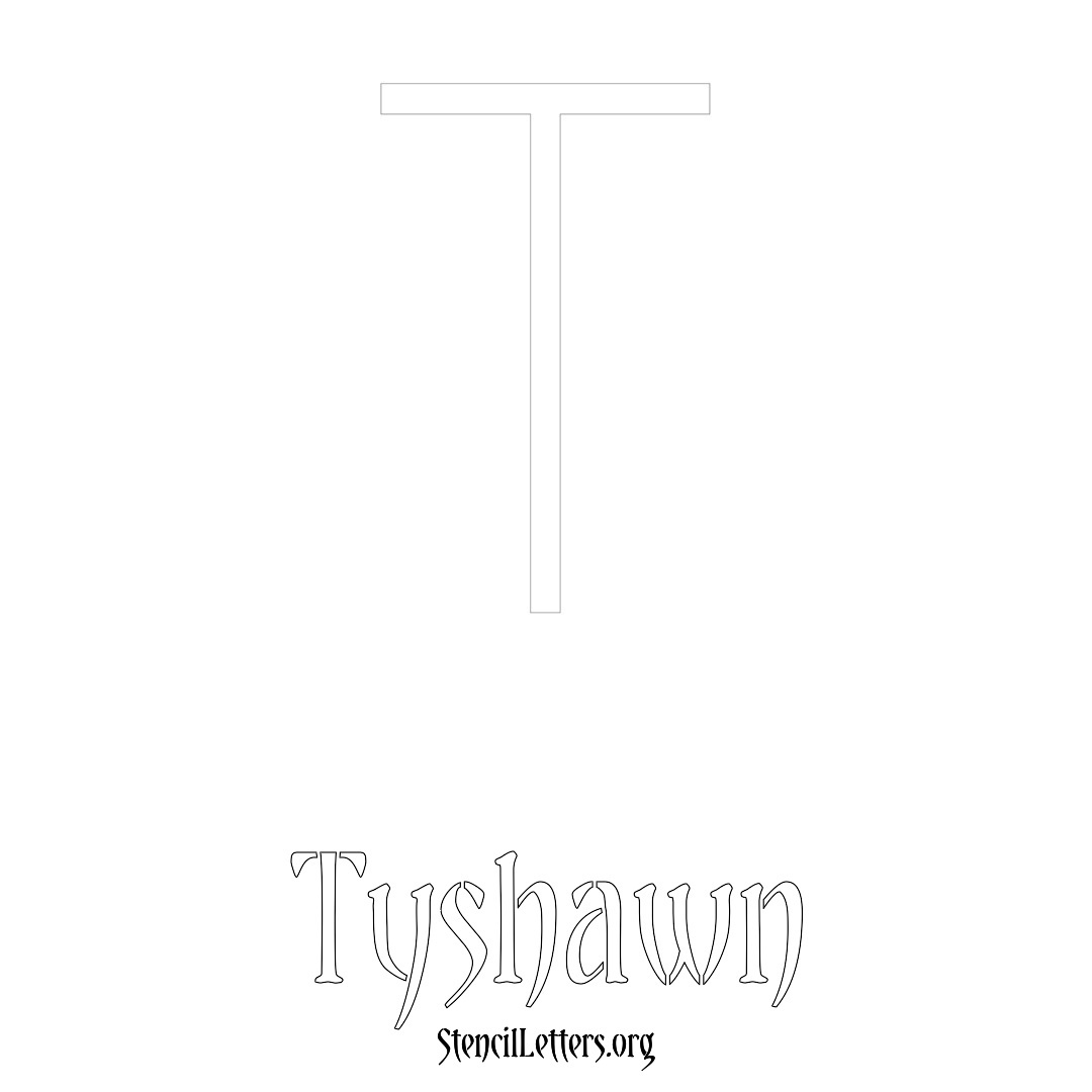 Tyshawn printable name initial stencil in Simple Elegant Lettering