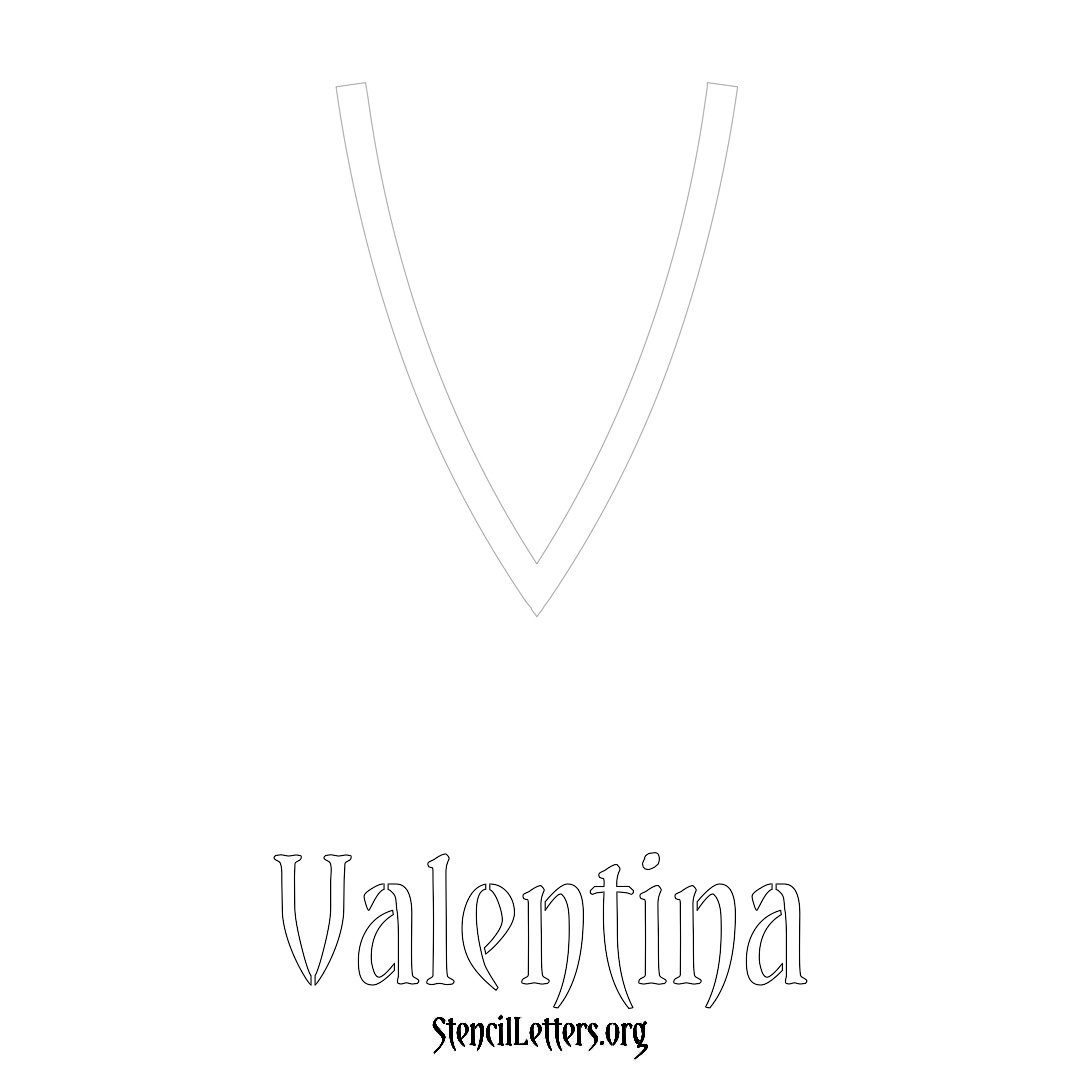 Valentina printable name initial stencil in Simple Elegant Lettering