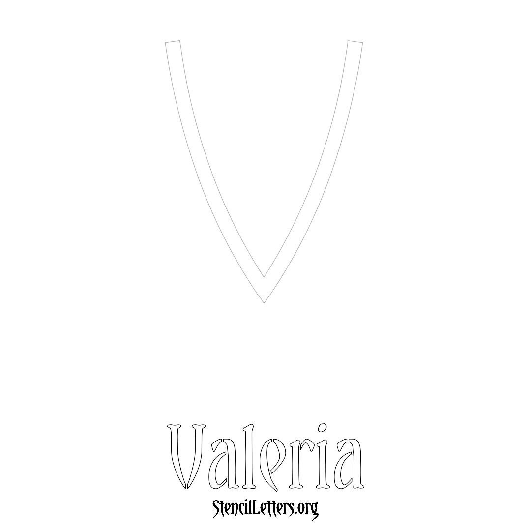 Valeria printable name initial stencil in Simple Elegant Lettering