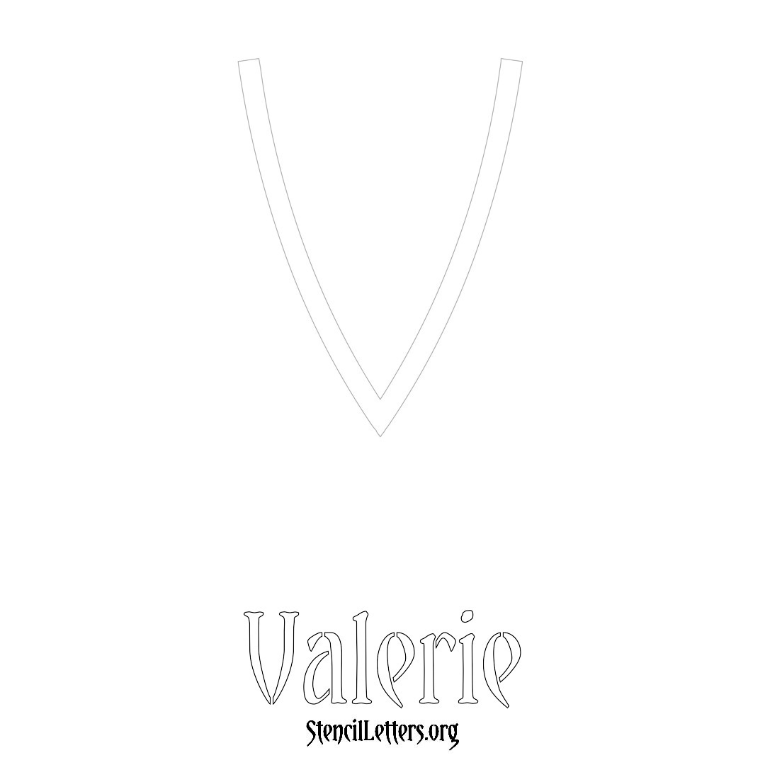 Valerie printable name initial stencil in Simple Elegant Lettering