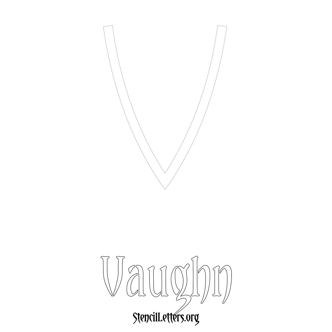 Vaughn printable name initial stencil in Simple Elegant Lettering