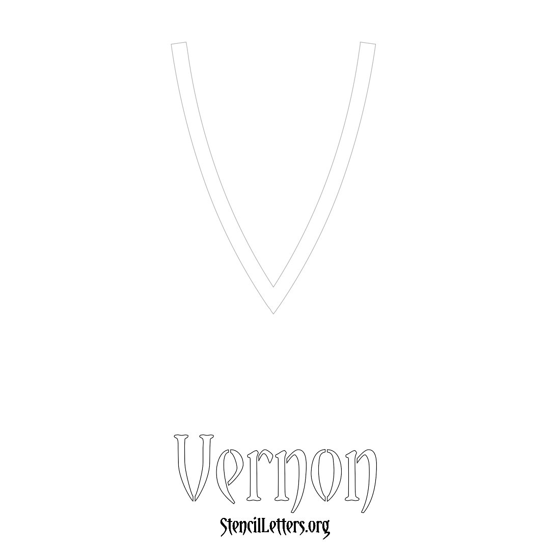 Vernon printable name initial stencil in Simple Elegant Lettering