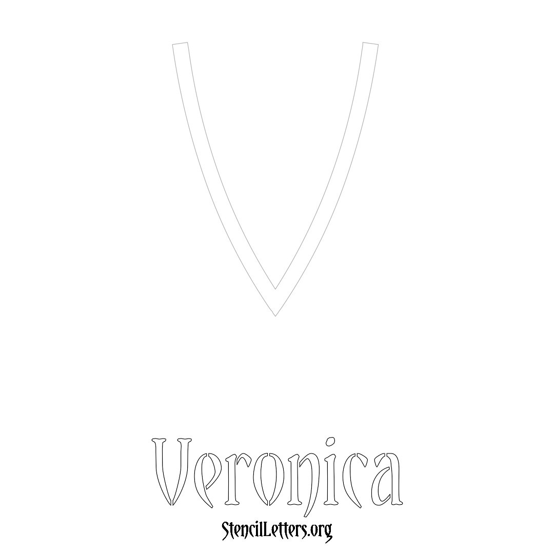 Veronica printable name initial stencil in Simple Elegant Lettering