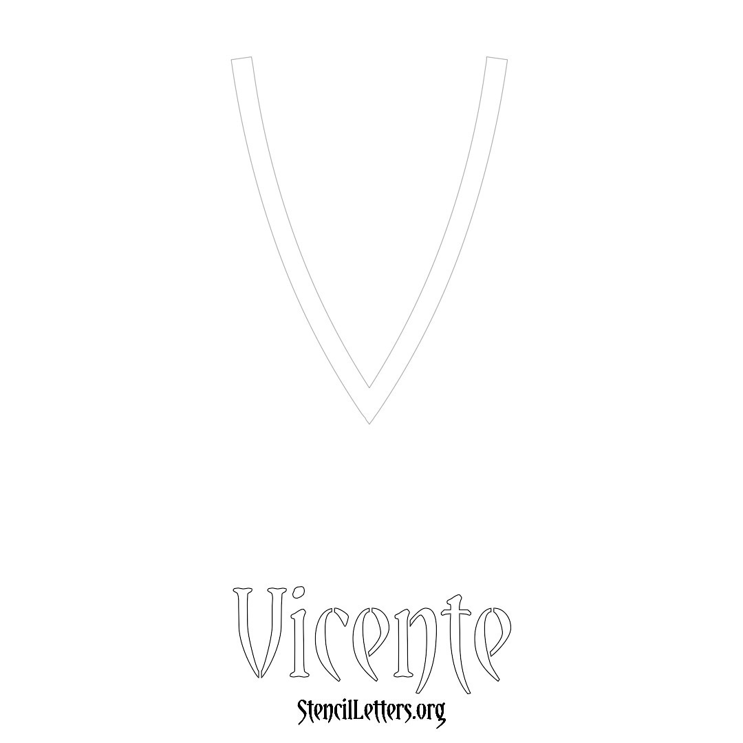 Vicente printable name initial stencil in Simple Elegant Lettering