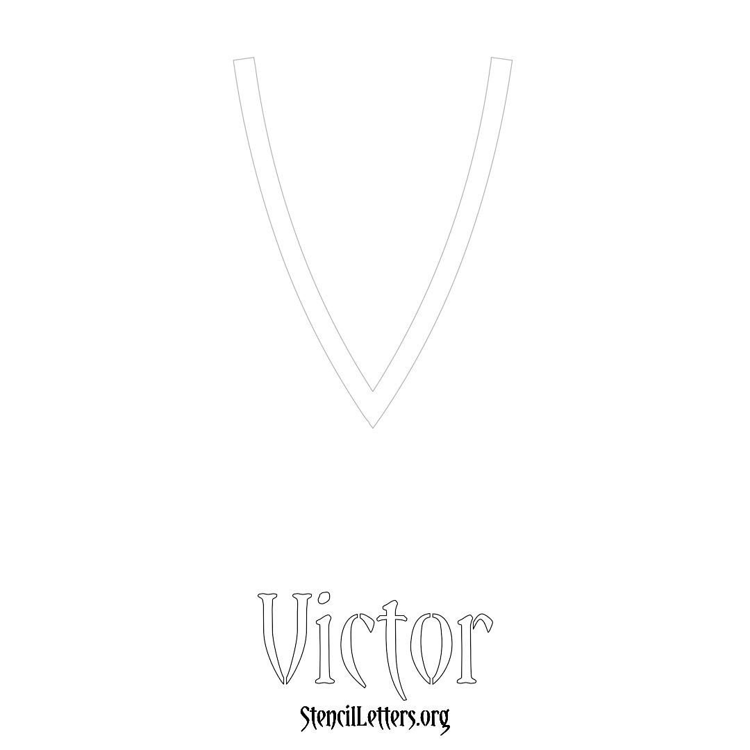 Victor printable name initial stencil in Simple Elegant Lettering