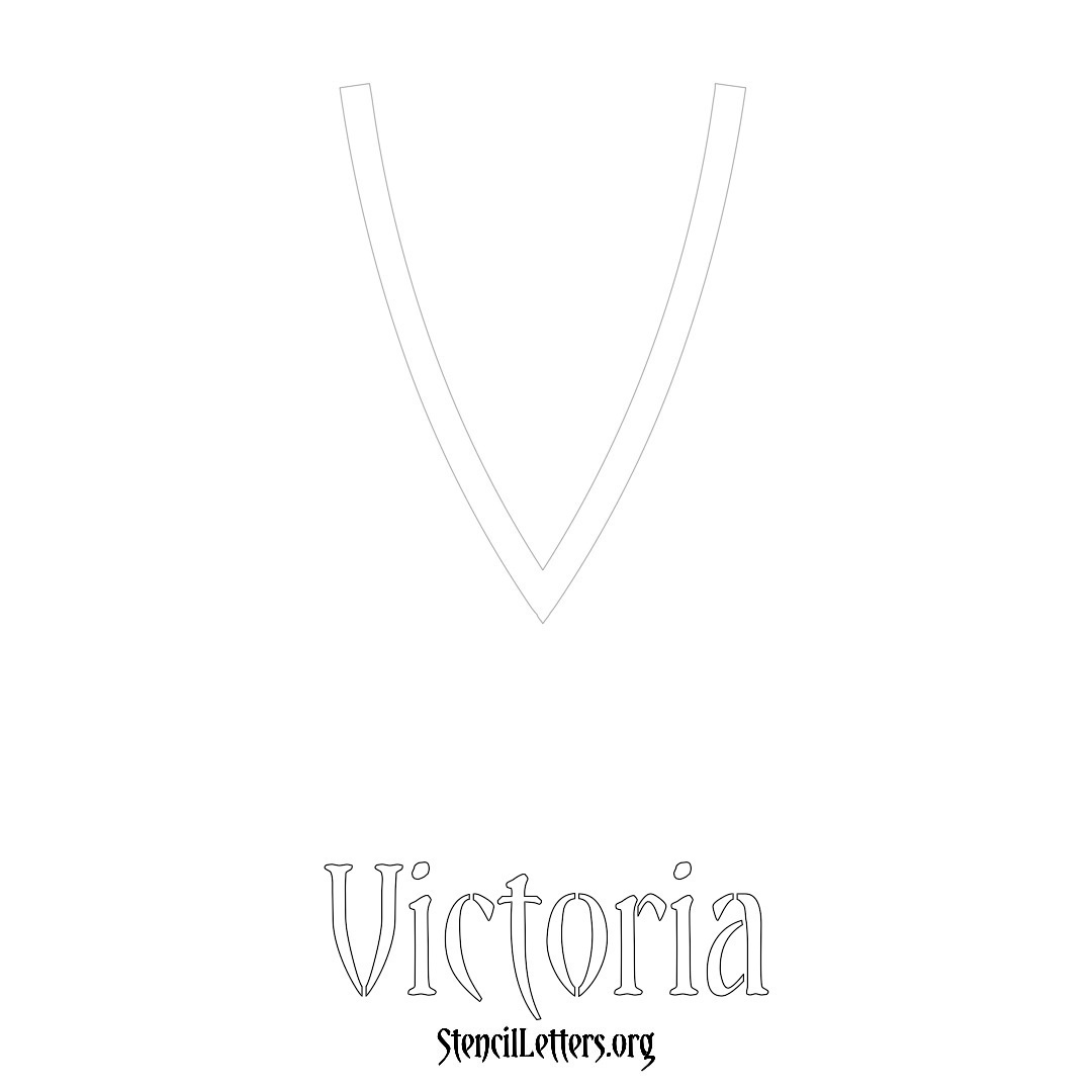 Victoria printable name initial stencil in Simple Elegant Lettering