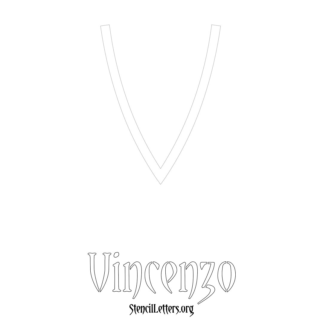 Vincenzo printable name initial stencil in Simple Elegant Lettering