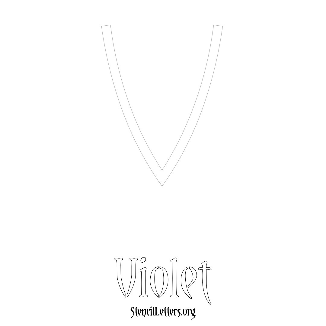 Violet printable name initial stencil in Simple Elegant Lettering
