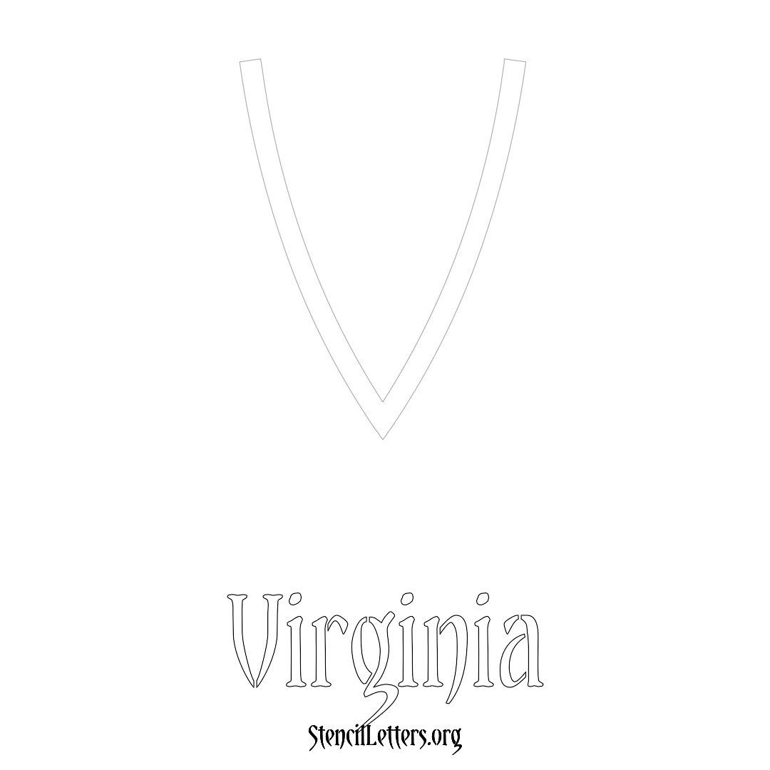 Virginia printable name initial stencil in Simple Elegant Lettering