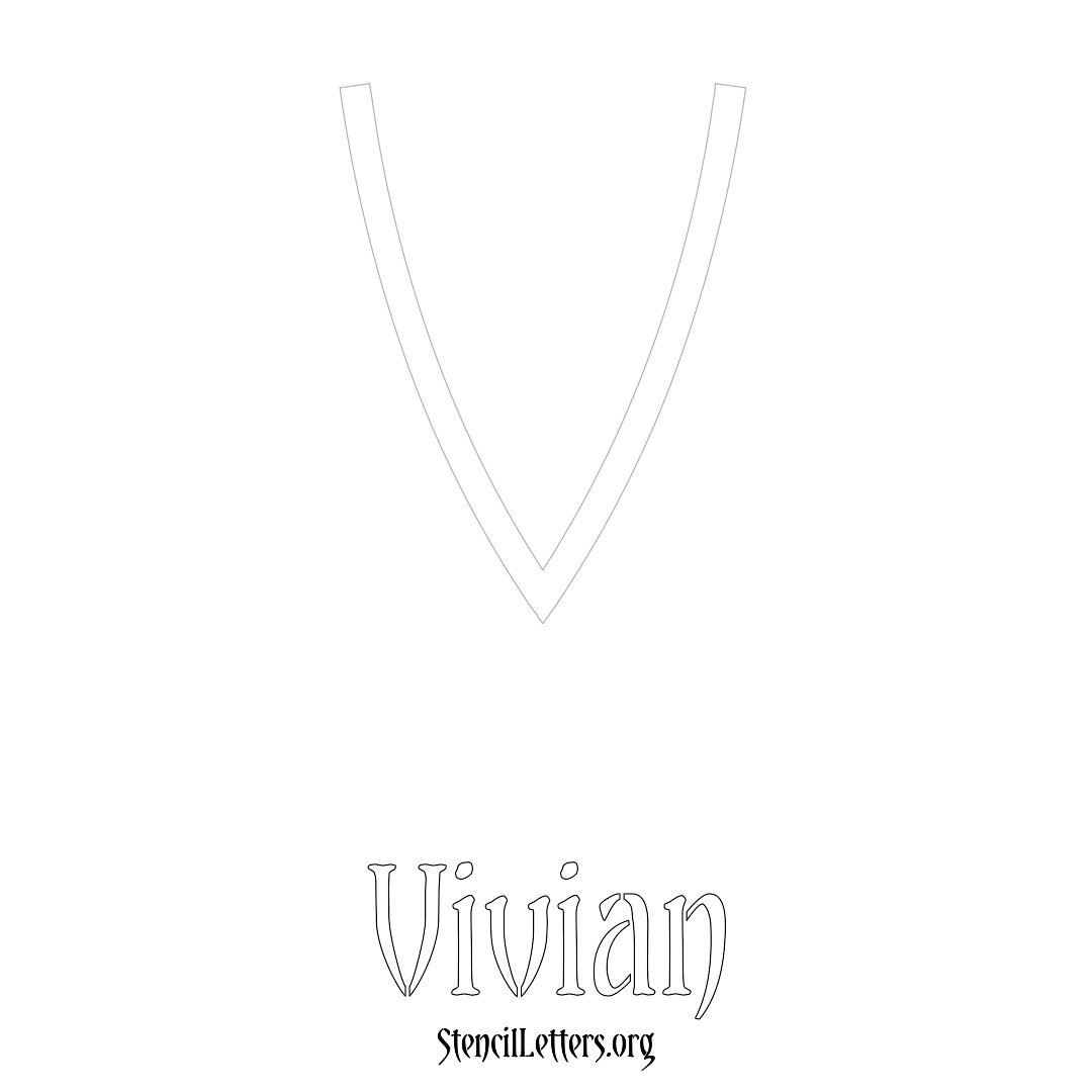 Vivian printable name initial stencil in Simple Elegant Lettering