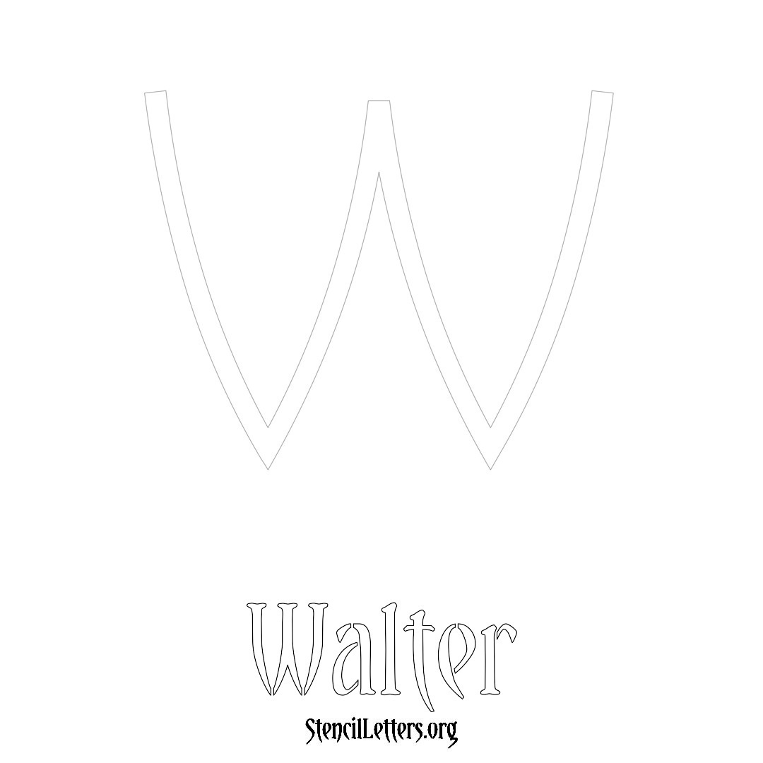 Walter printable name initial stencil in Simple Elegant Lettering