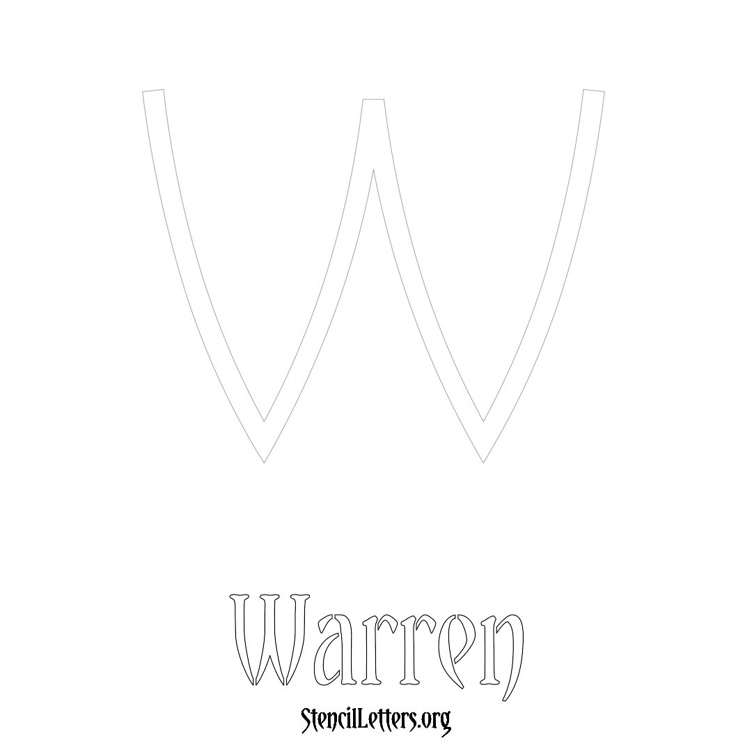 Warren printable name initial stencil in Simple Elegant Lettering