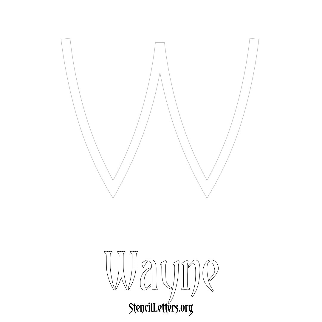 Wayne printable name initial stencil in Simple Elegant Lettering