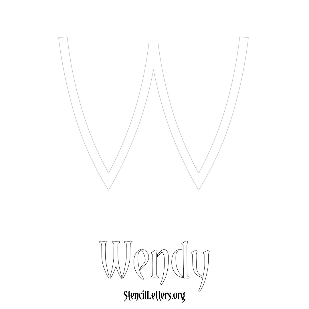 Wendy printable name initial stencil in Simple Elegant Lettering