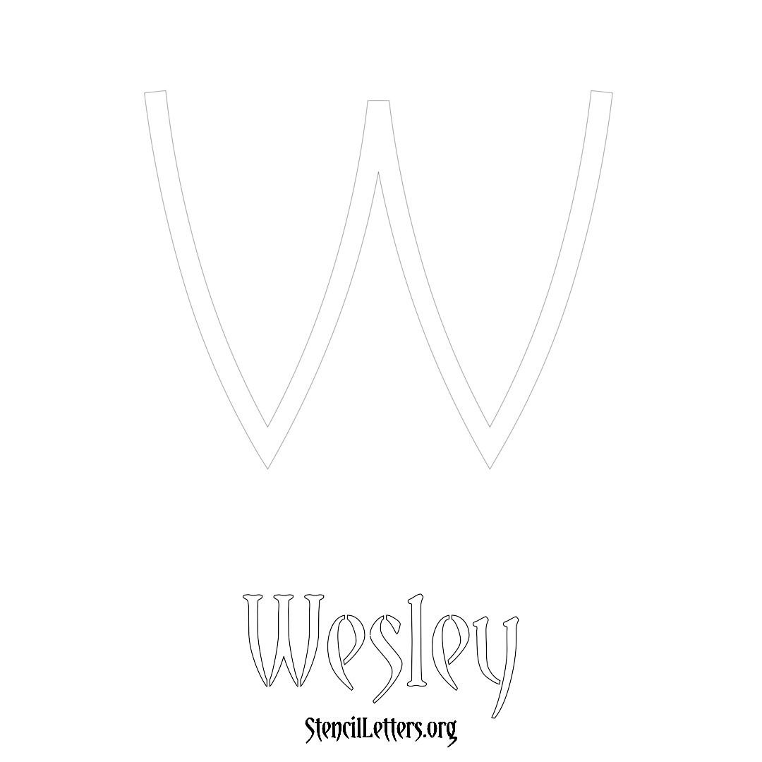 Wesley printable name initial stencil in Simple Elegant Lettering