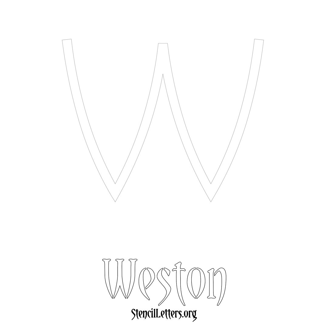 Weston printable name initial stencil in Simple Elegant Lettering